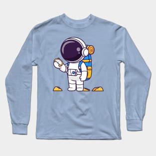 Cute Astronaut Backpacker With Compass Cartoon Long Sleeve T-Shirt